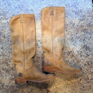 EUC Tall Frye Riding Boots Suede Distressed Soft Leather Size 6